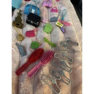 LOT of Barbie Dishes, Purses, Bike Helmet, Hangers, Boombox, Vintage
